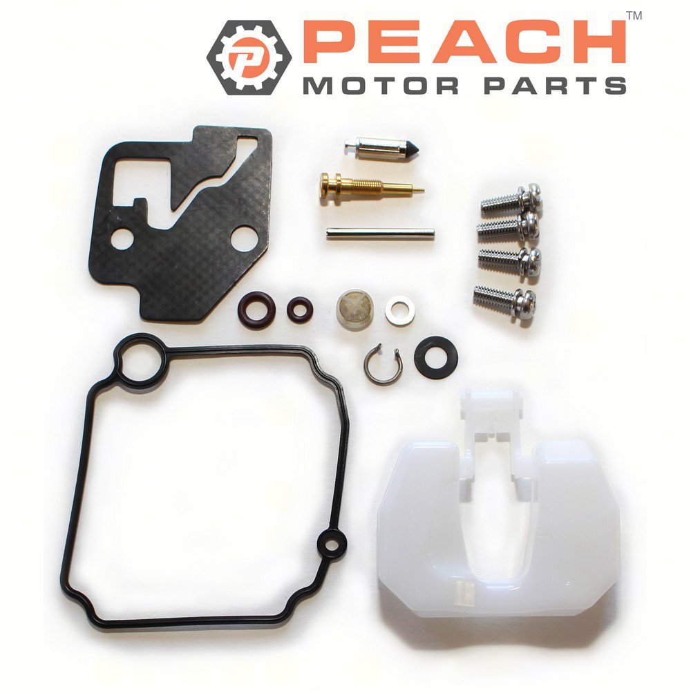 Peach Motor Parts PM-CARB-0001A Carburetor Repair Kit (With Float)(For 1 Carburetor); Fits Yamaha®: 66M-W0093-01-00, 66M-W0093-00-00, Mercury Quicksilver Mercruiser®: 802706A1, 802706A 1, Sierr