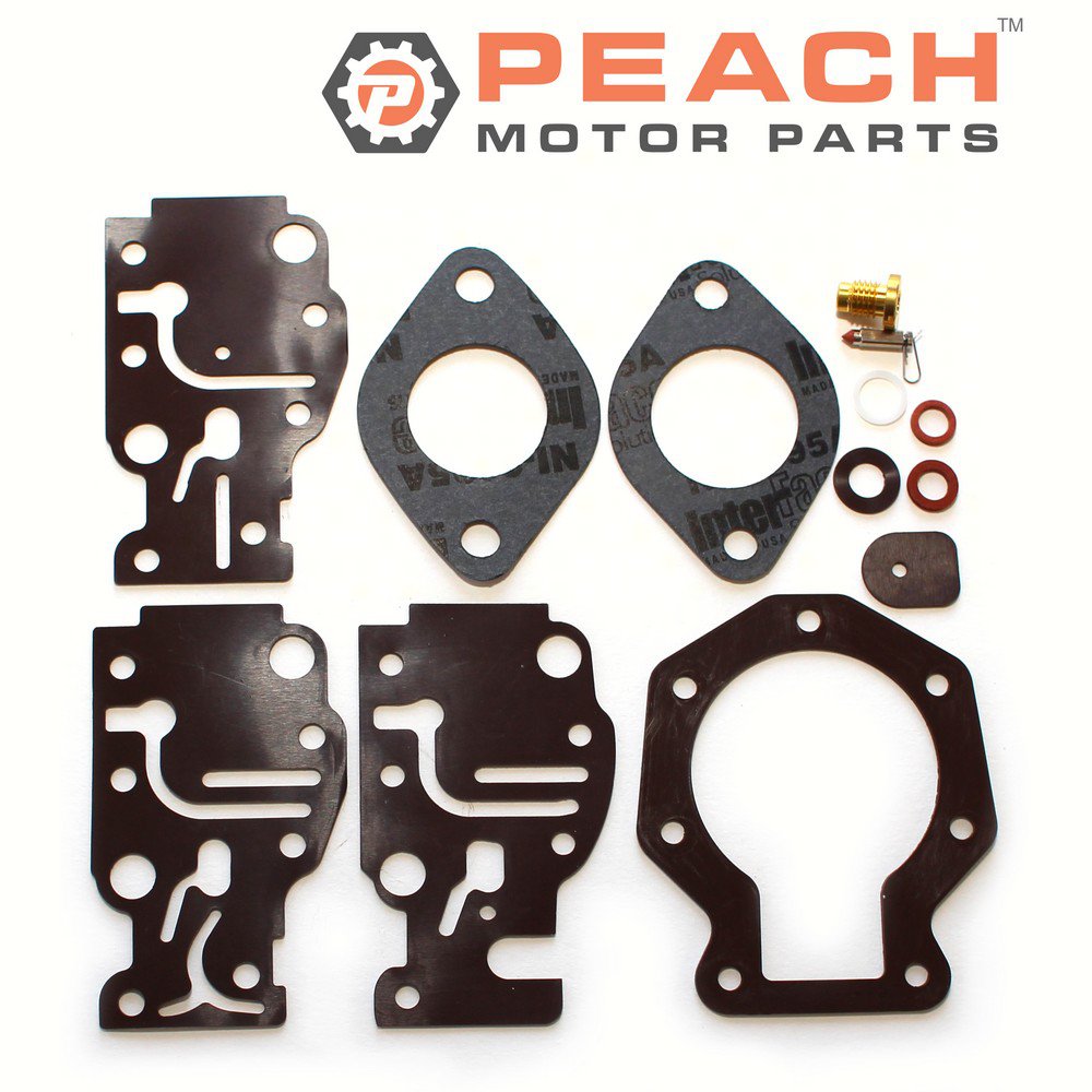Peach Motor Parts PM-CARB-0004A Carburetor Repair Kit (No Float)(For 1 Carburetor); Fits Johnson Evinrude OMC BRP®: 0439073, 439073, 0431897, 431897, 0398508, 398508, 0436824, 436824, 0398230, 