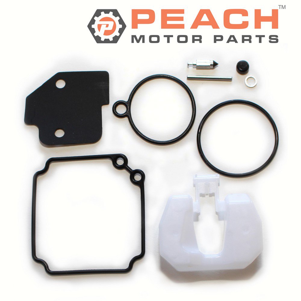 Peach Motor Parts PM-CARB-0006A Carburetor Repair Kit (With Float)(For 1 Carburetor); Fits Yamaha®: 61N-W0093-00-00, Sierra®: 18-7737, Mallory®: 9-37508, WSM®: 600-58