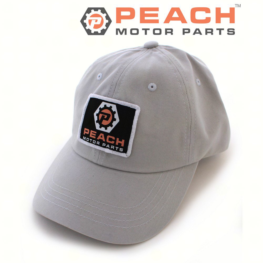 Peach Motor Parts PM-CLTH-HAT-013 Peached Cotton Twill Dad Hat Light Grey Adjustable, 'Peach Motor Parts' Logo Patch; Fits 