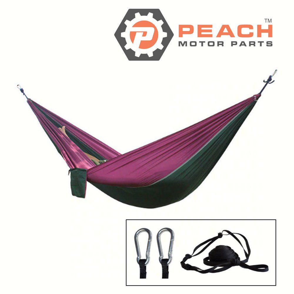Peach Motor Parts PM-Hammock5 Hammock, Purple Dark Green 2-Person Parachute Double Camping; Fits ENO®: DoubleNest Hammock, Grand Trunk®: Parachute Hammock