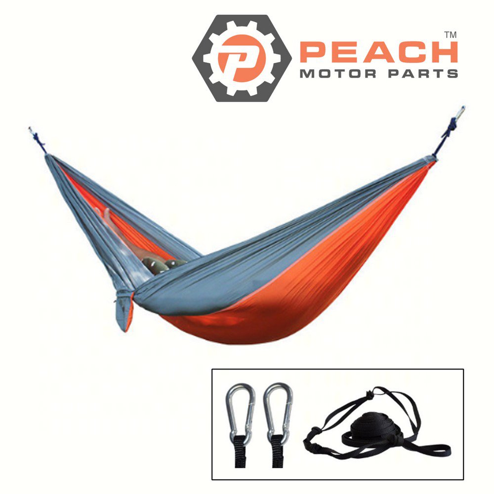 Peach Motor Parts PM-Hammock7 Hammock, Gray Orange 2-Person Parachute Double Camping; Fits ENO®: DoubleNest Hammock, Grand Trunk®: Parachute Hammock