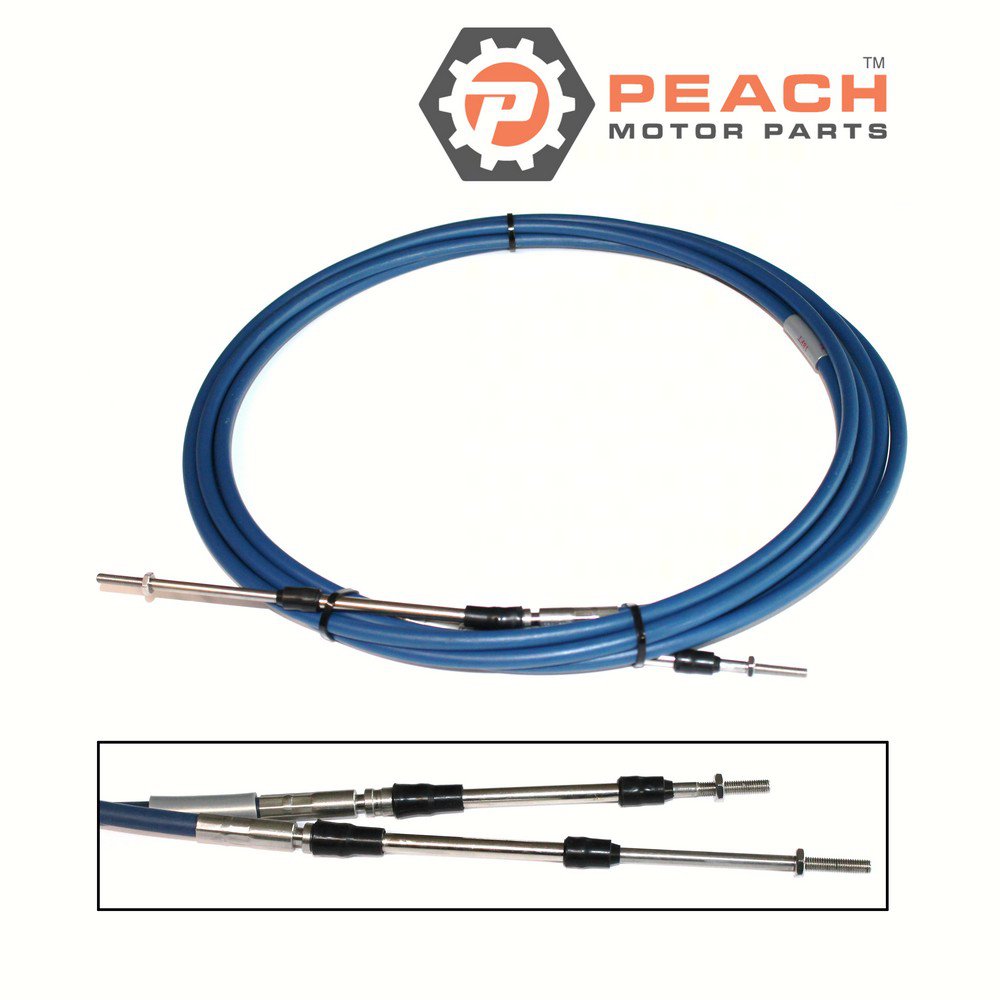 Peach Motor Parts PM-MAR-CABLE-15-SC Throttle Shift Cable, Remote Control 15 Ft; Fits Yamaha®: MAR-CABLE-15-SC, 701-48320-50-00, ABA-CABLE-15-00, ABA-CABLE-15-GY, MAR-CABLE-15-GY, Teleflex®: CC