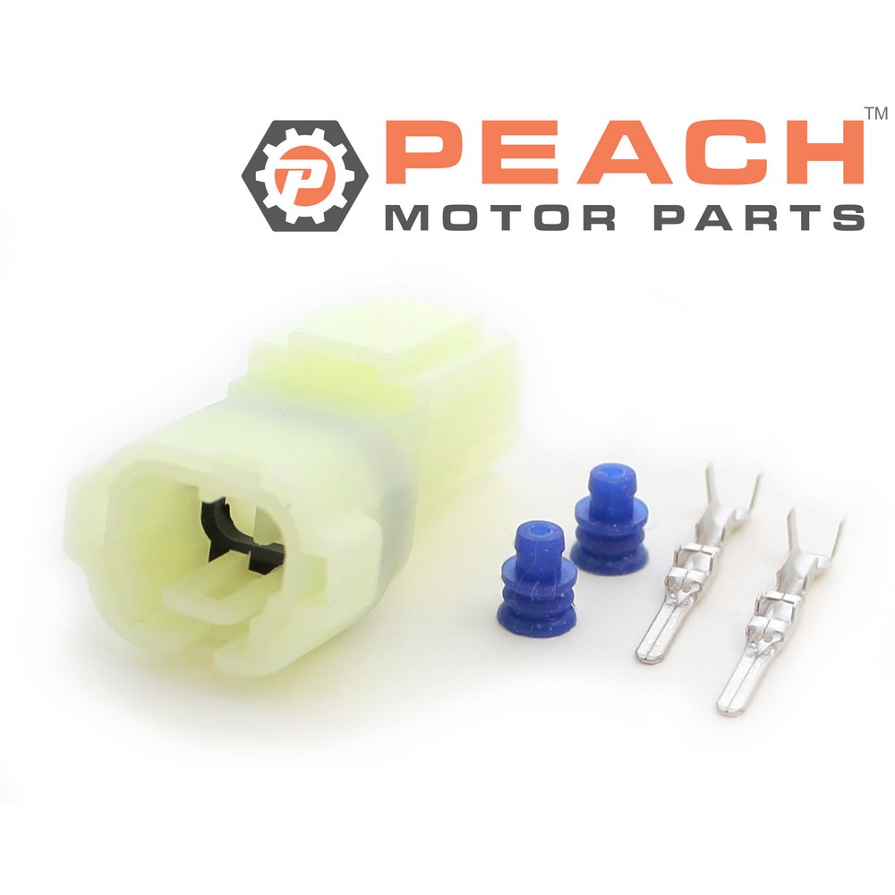 Peach Motor Parts PM-WIRE-CNCTR-0002 Female connector with male pins (HM-2P HM 090 Style 2-pin); Fits Honda®: 07VPZ-002040A, KTM®: 000700000CK, Hero®: FRSH-106, Sumitomo®: 6187-2801, Corsa Tech