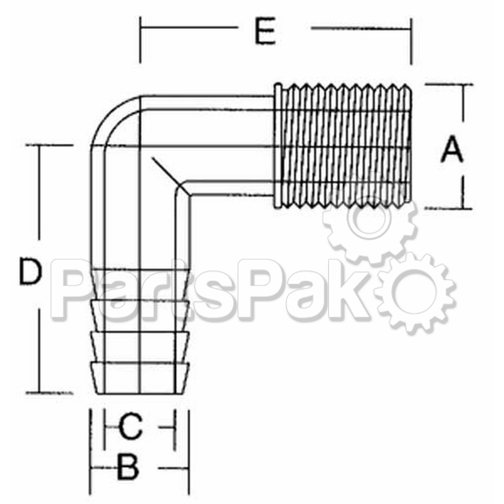 Forespar 901003; Elbow Pipe To Hose 1-1/4In