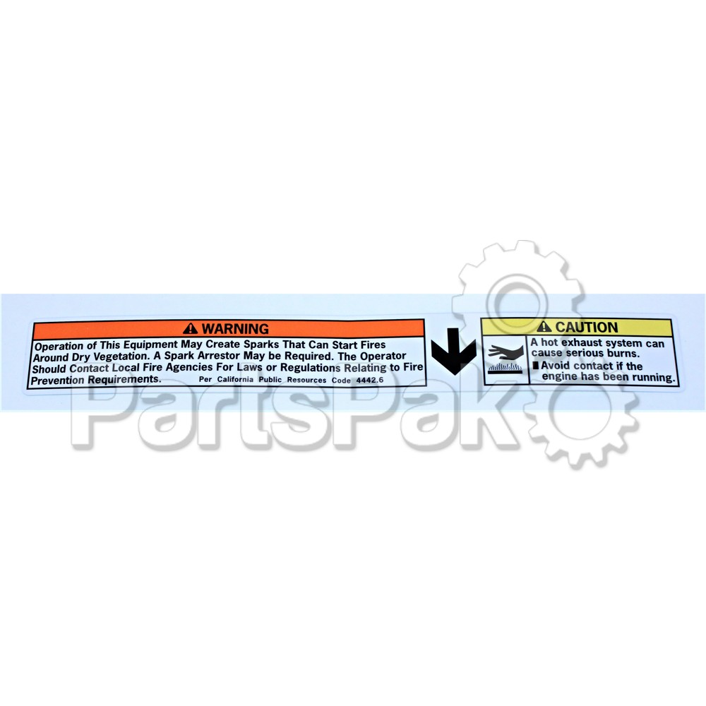 Honda 87539-ZS9-R30 Label, Exhaust Warning; 87539ZS9R30