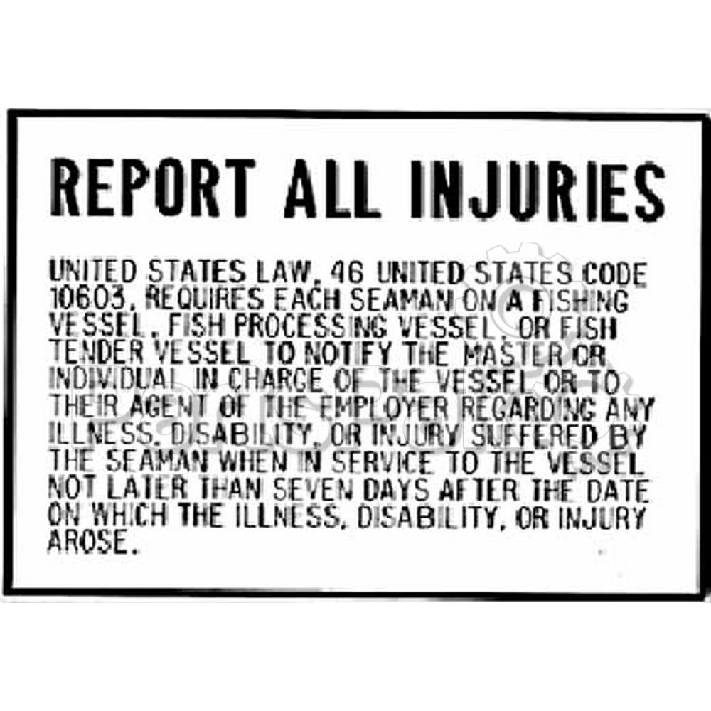 Bernard Engraving P230; Report All Injuries Plaque