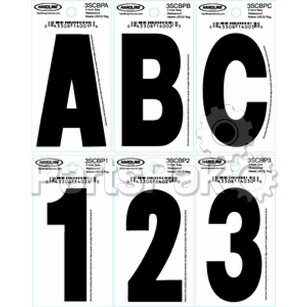 Hardline Products 3SCBPR; 3-Inch Lettering Kit Black R (Package Of 10)