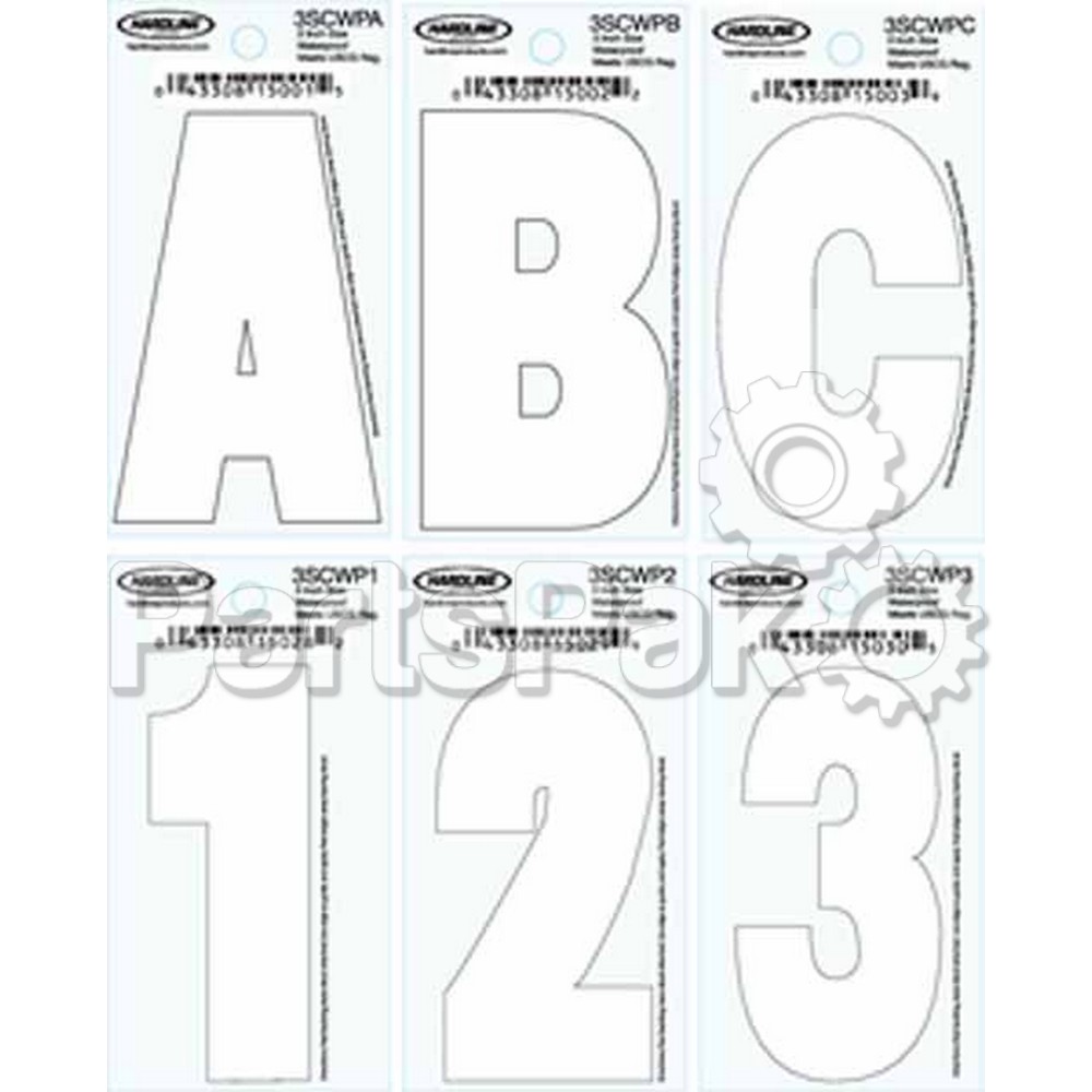 Hardline Products 3SCWPB; 3-Inch Lettering Kit White B (Package Of 10)