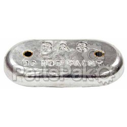 B & S Anodes BSMB12; Oval Zinc W/2 Holes 9 inch X 4 In