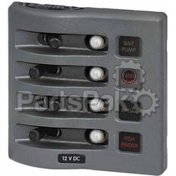 Blue Sea Systems 4374; Panel Wd 12Vdc Clb 4 Pos Gray