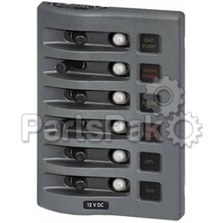 Blue Sea Systems 4376; Panel Wd 12Vdc Clb 6 Pos Gray