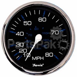 Faria 33705; Ches Stainless Steel Black Speedo 80Mph