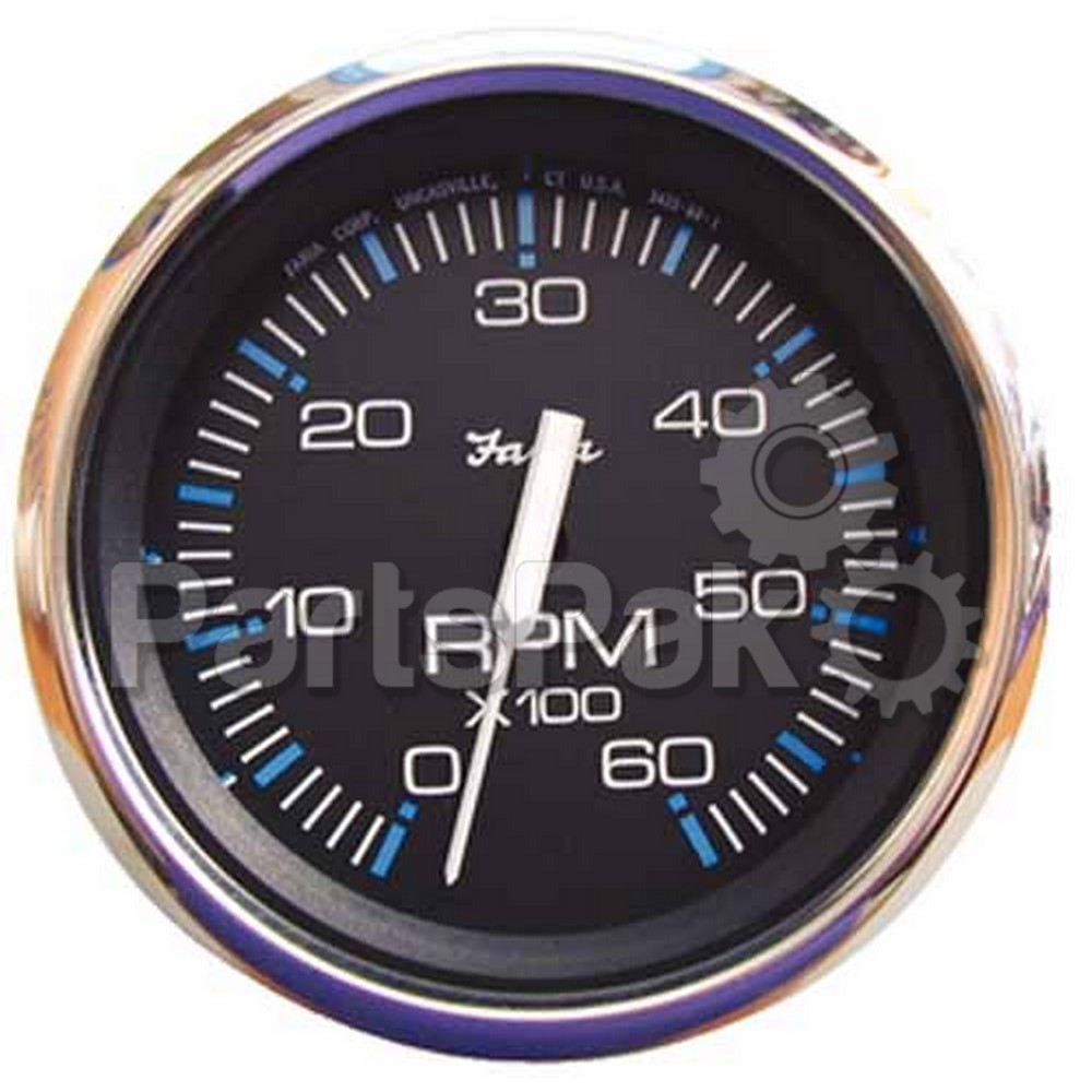 Faria 33710; Ches Stainless Steel Black Tach 6000Rpm I/