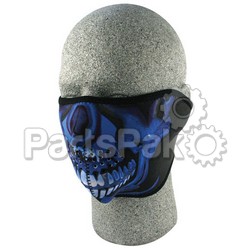 Zan WNFM024H; Half Face Mask Blue Chrome Skull