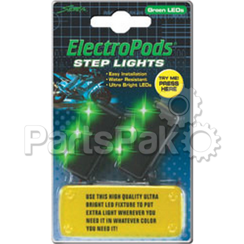 Street FX 1043046; Step Lights Chrome W / Green Led 2-Pack