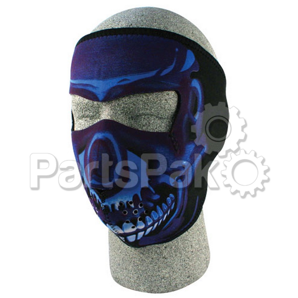 Zan WNFM024; Full Face Mask Blue Chrome Skull