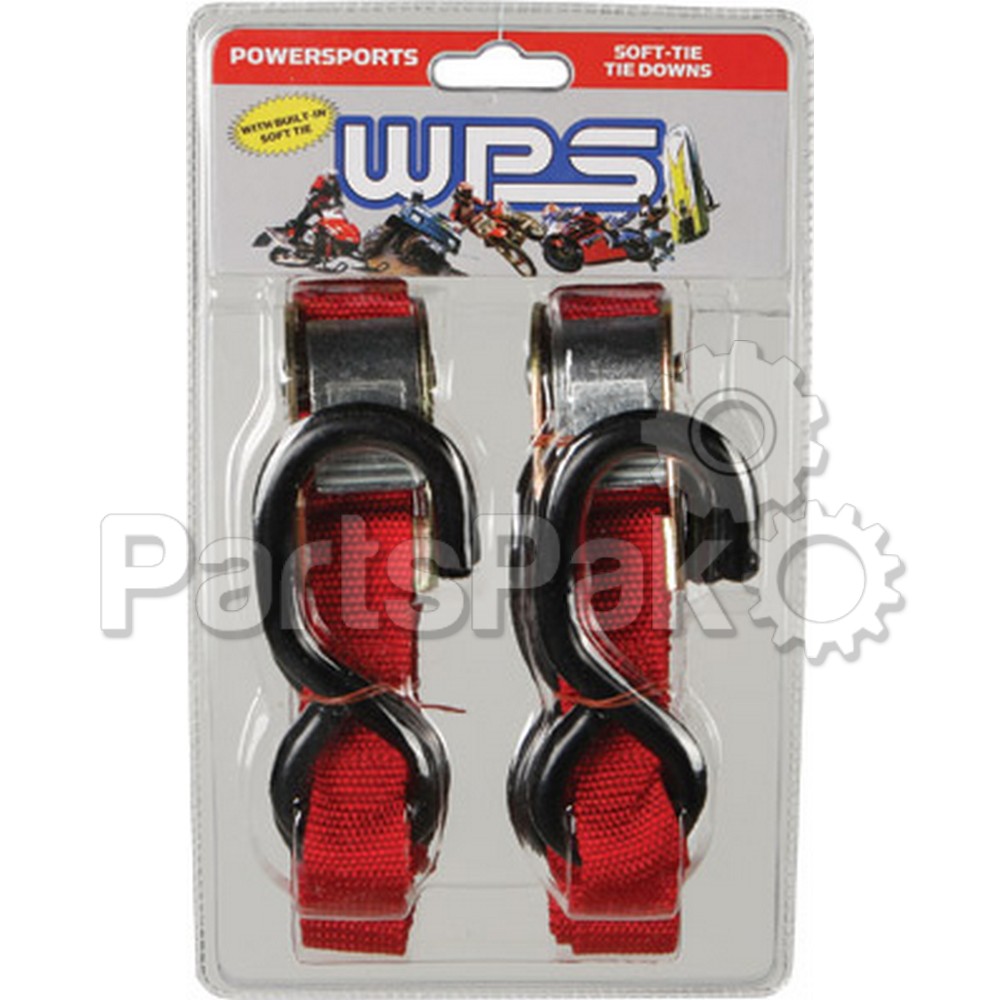 WPS - Western Power Sports 21261 SOFT; 1-inch Tie-Down Red W / Soft Tie 2-Pack