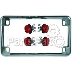 Chris Products 604; License Plate Frame With 4 Green Reflectors Chrome; 2-WPS-60-1314