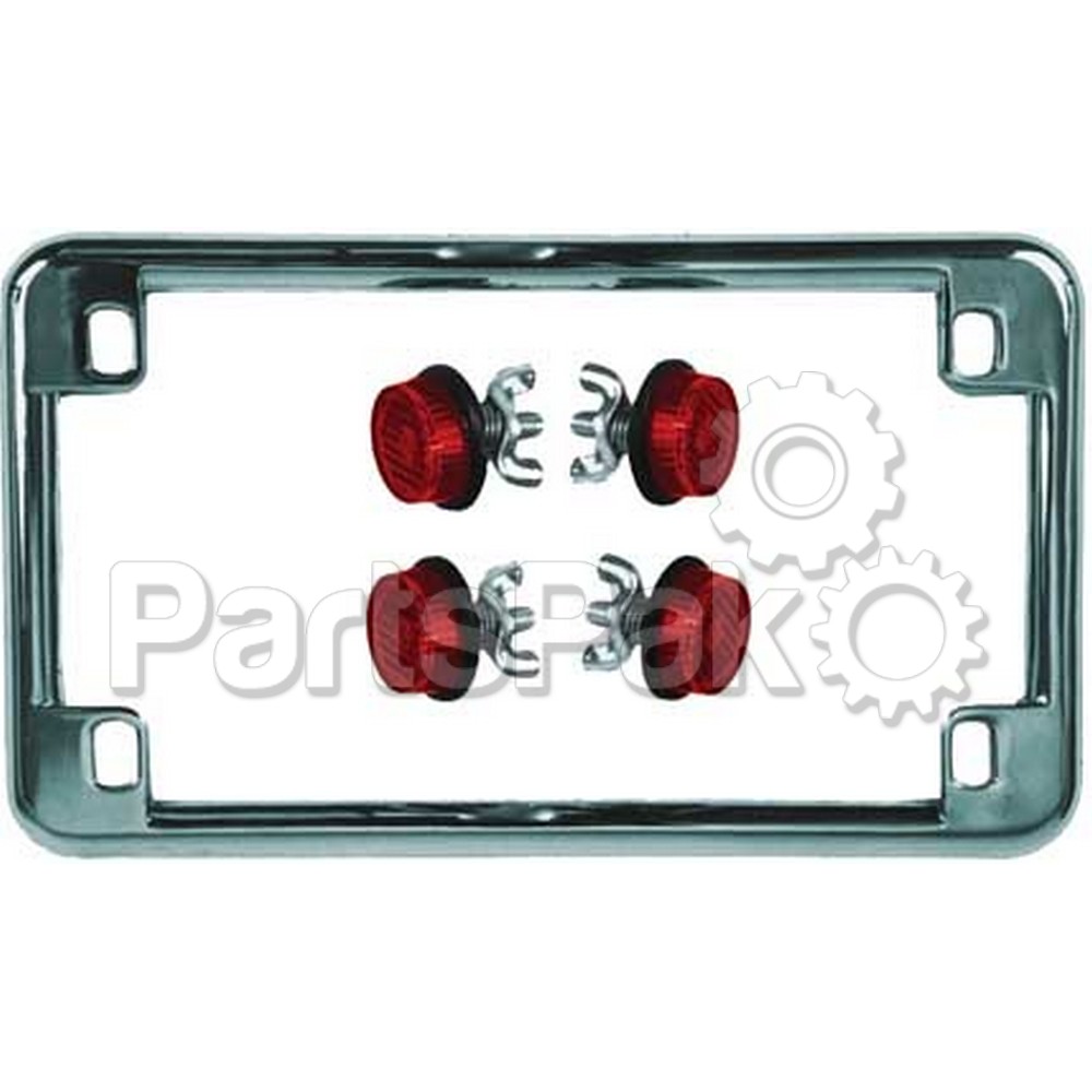 Chris Products 601; License Plate Frame W / 4 Amber Reflectors Chrome