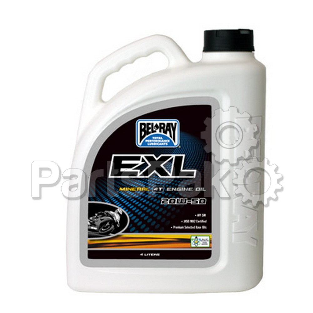 Bel-Ray 99100-B4LW; Exl Mineral 4T Engine Oil 20W- 50 4-Liter