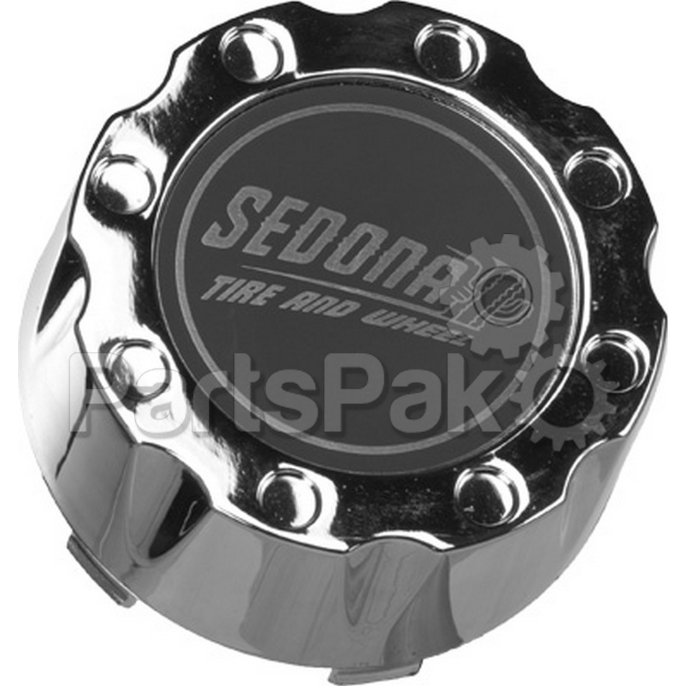 Sedona CP-A8-137S; Wheel Cap 4/137 & 4/156 Short Chrome Cap / Black Decal