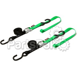 Powertye 23625; Cam Buckle Soft-Tye Tie-Downs Black / Green 1-inch X6'; 2-WPS-29-1100