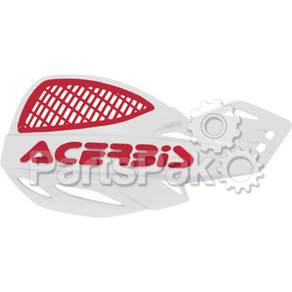 Acerbis 2072671030; Vented Uniko Handguards (White / Red)