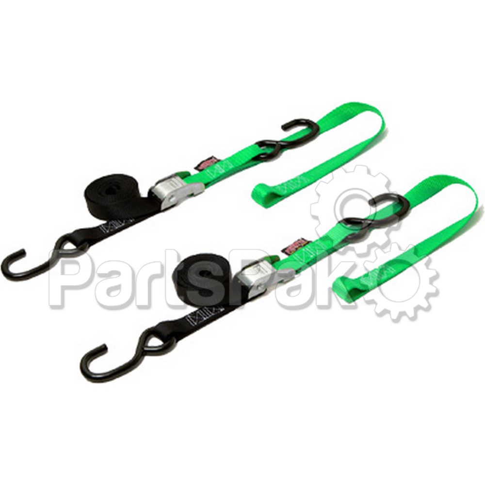 Powertye 23625; Cam Buckle Soft-Tye Tie-Downs Black / Green 1-inch X6'