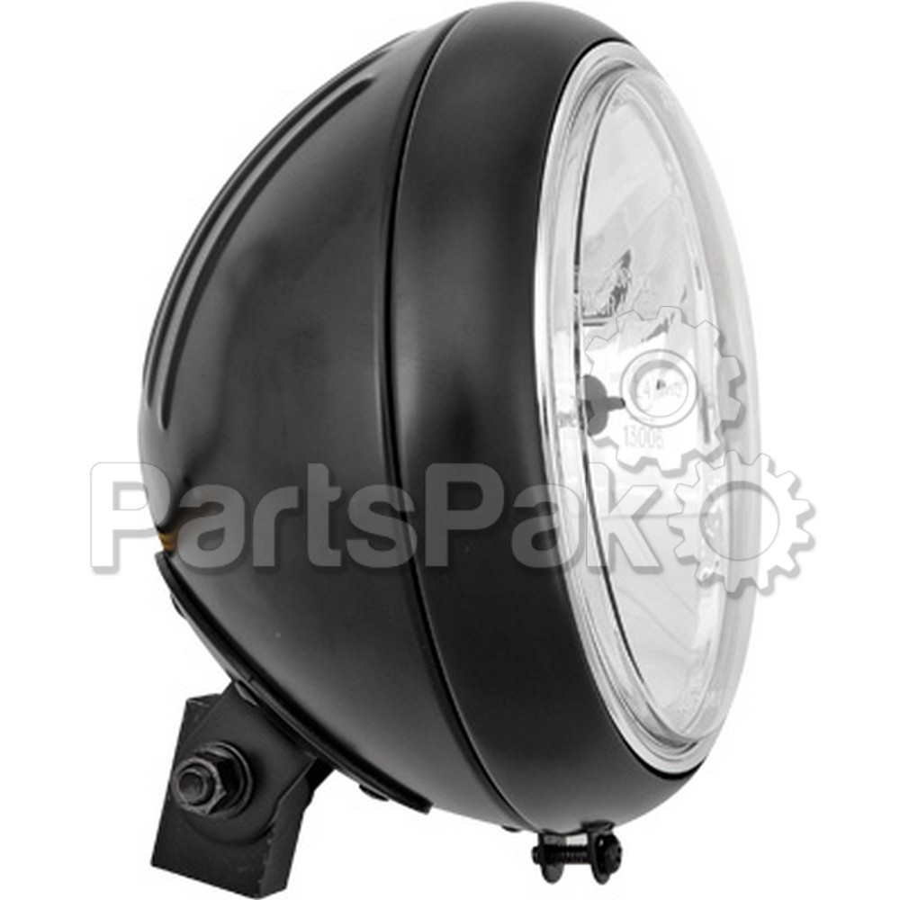 Harddrive L20-6084GDBE; Headlight 86-04 Fl 12V 60/55W H4 7-inch Grooved Shell Black