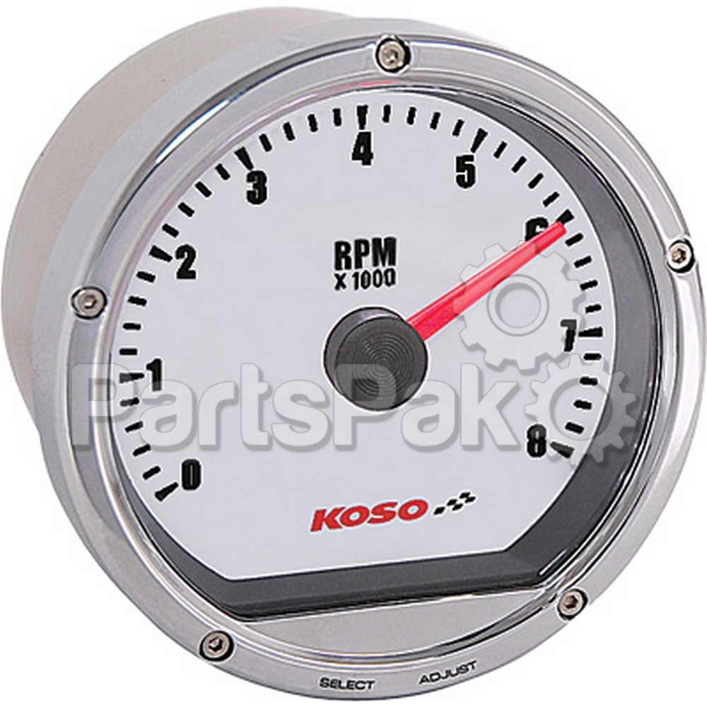 Koso BA035102; Tnt Tachometer 8000 Rpm Chrome Casing