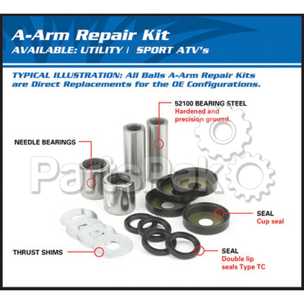 All Balls 50-1080; Atv A-Arm Bearing Kit Rear
