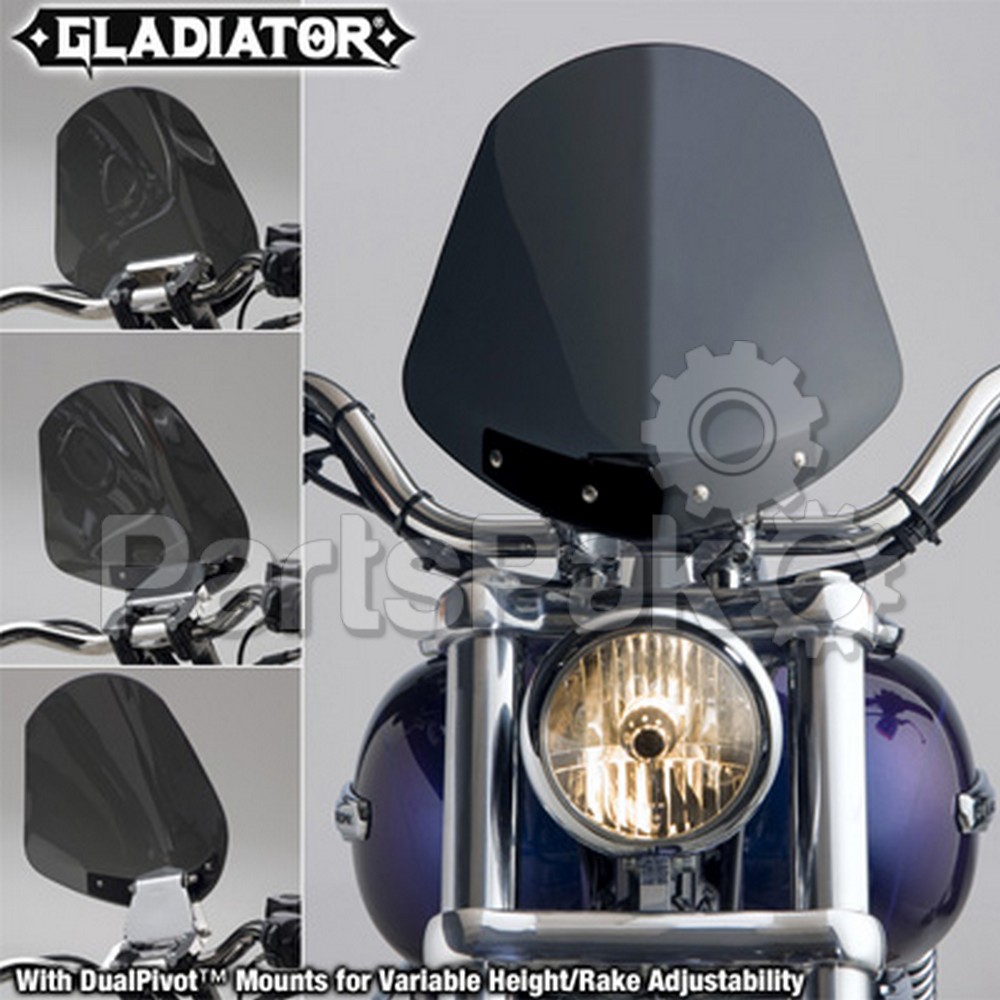 National Cycle N2701; Gladiator Windshield W / Chrome Mounts (Dark Tint)