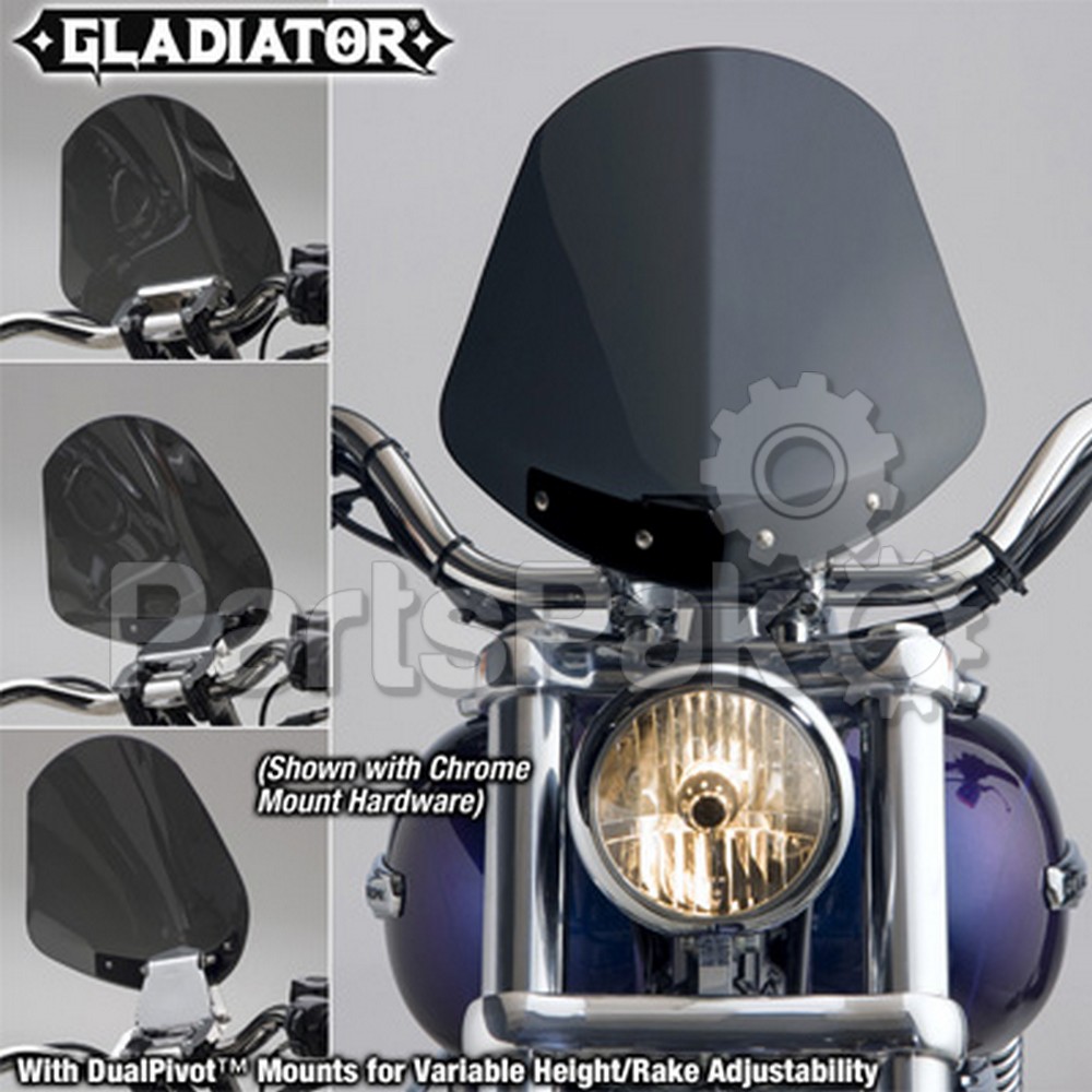 National Cycle N2703; Gladiator Windshield W / Black Mounts (Dark Tint)