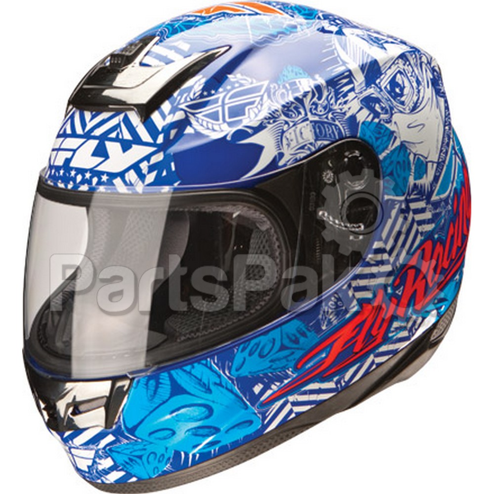 Fly Racing 73-8020-1; Paradigm Winners Circle Helmet Blue / White Xs