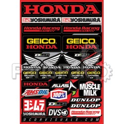 D'Cor Visuals 40-10-114; Team Geico Honda Decal Sheet 12-inch X18-inch; 2-WPS-862-10114