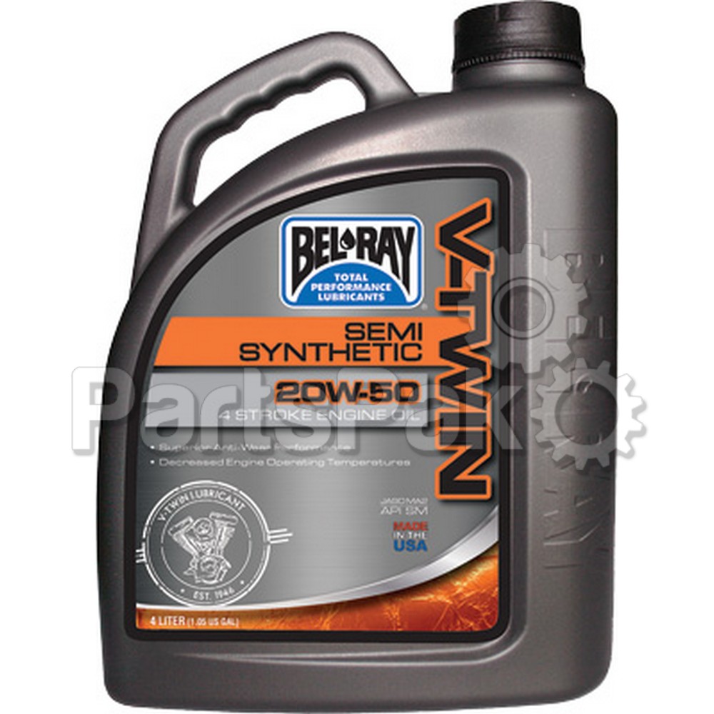Bel-Ray 96910-BT4; V-Twin Semi-Synthetic Engine Oil 20W-50 4L