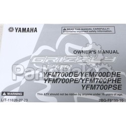 Yamaha LIT-11626-27-23 Yfm700De/Dhe/Pe/Phe/Pse Owners Manual; LIT116262723