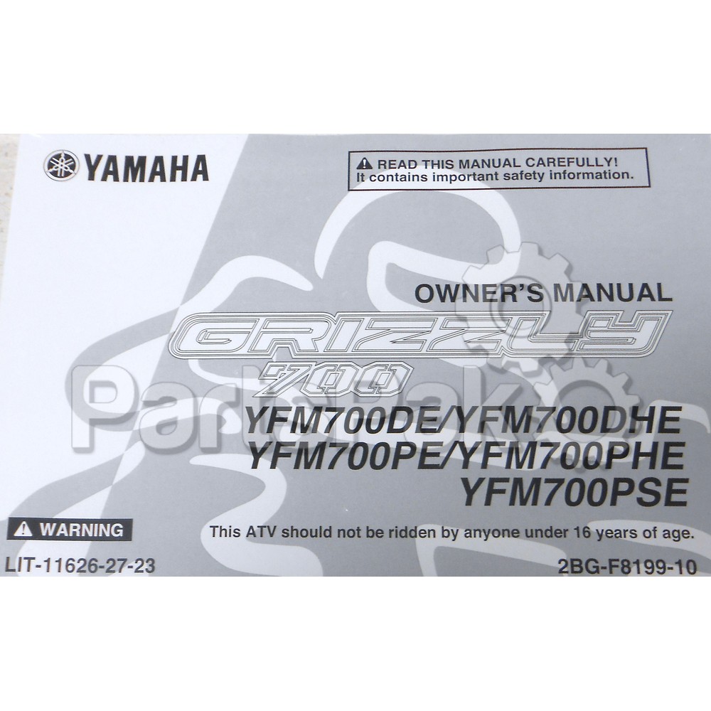 Yamaha LIT-11626-27-23 Yfm700De/Dhe/Pe/Phe/Pse Owners Manual; LIT116262723