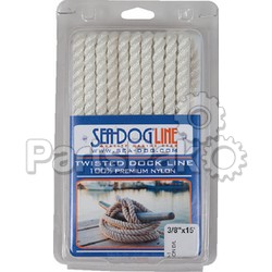 Sea Dog 301110010WH1; Twisted Nylon Dock Line 3/8 inch X10 ft White; LNS-354-301110010WH1