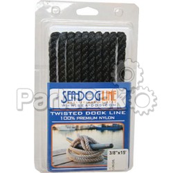 Sea Dog 301110020BK1; Twisted Nylon Dock Line 3/8 inch X20 ft Black; LNS-354-301110020BK1