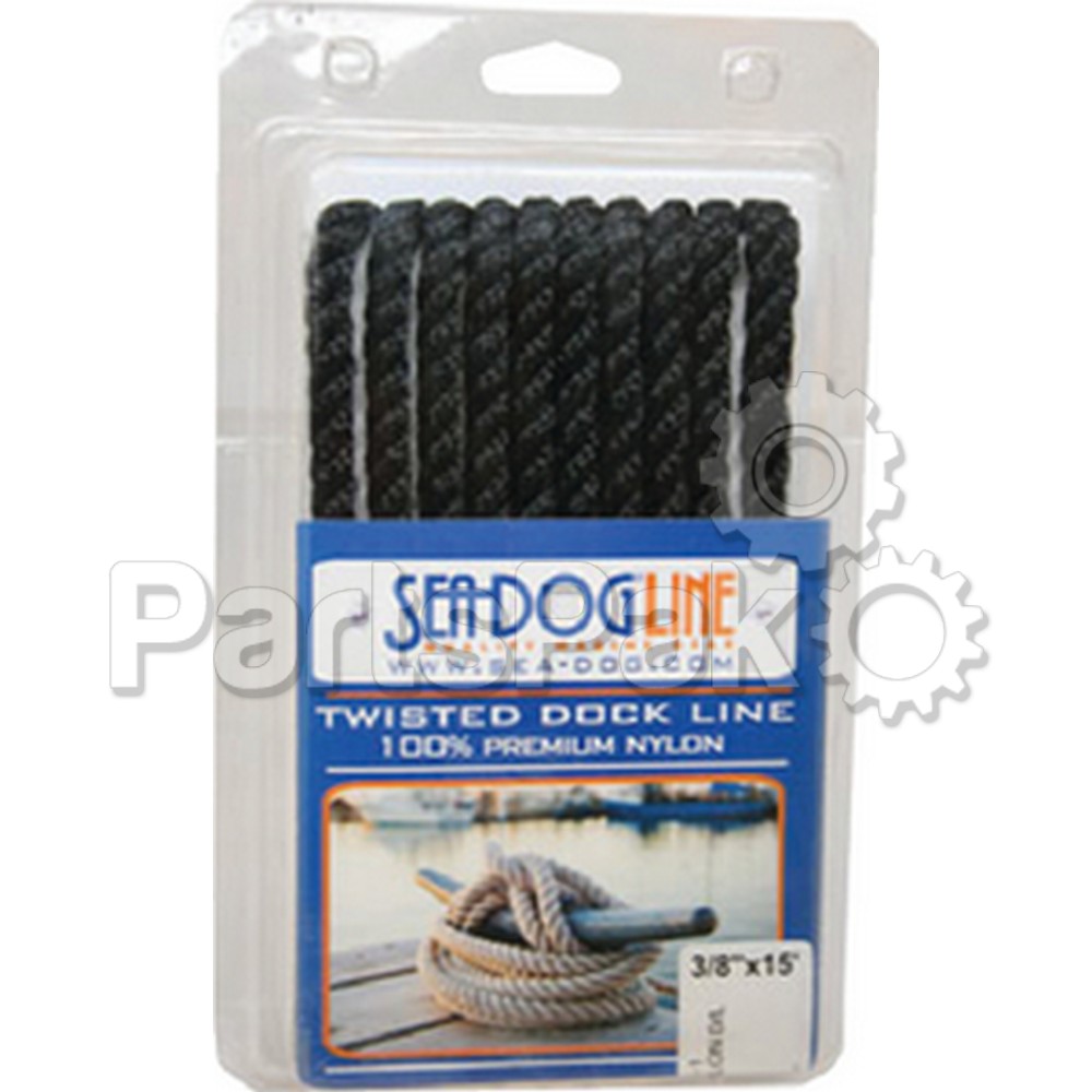 Sea Dog 301112015BK1; Twisted Nylon Dock Line 1/2 inch X15 ft Black