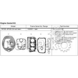 Honda 06115-ZW2-F00 Gasket Kit (Bf25/; New # 06115-ZW2-F01