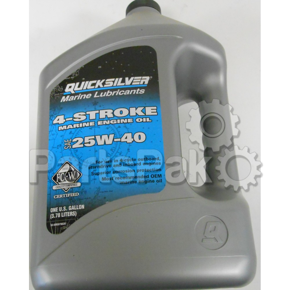 Quicksilver 92-8M0078620; Engine Oil 25W40 Gallon (Individual Bottle) Replaces Mercury / Mercruiser
