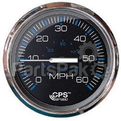 Faria 33749; Ches Stainless Steel Black Gps Speedo 60 Mph; LNS-678-33749