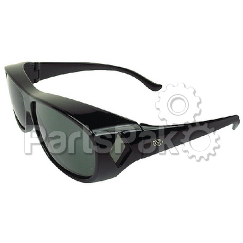 Yachters Choice 45124; Over-The-Top Black Frame Grey/ Green Medium Sunglasses