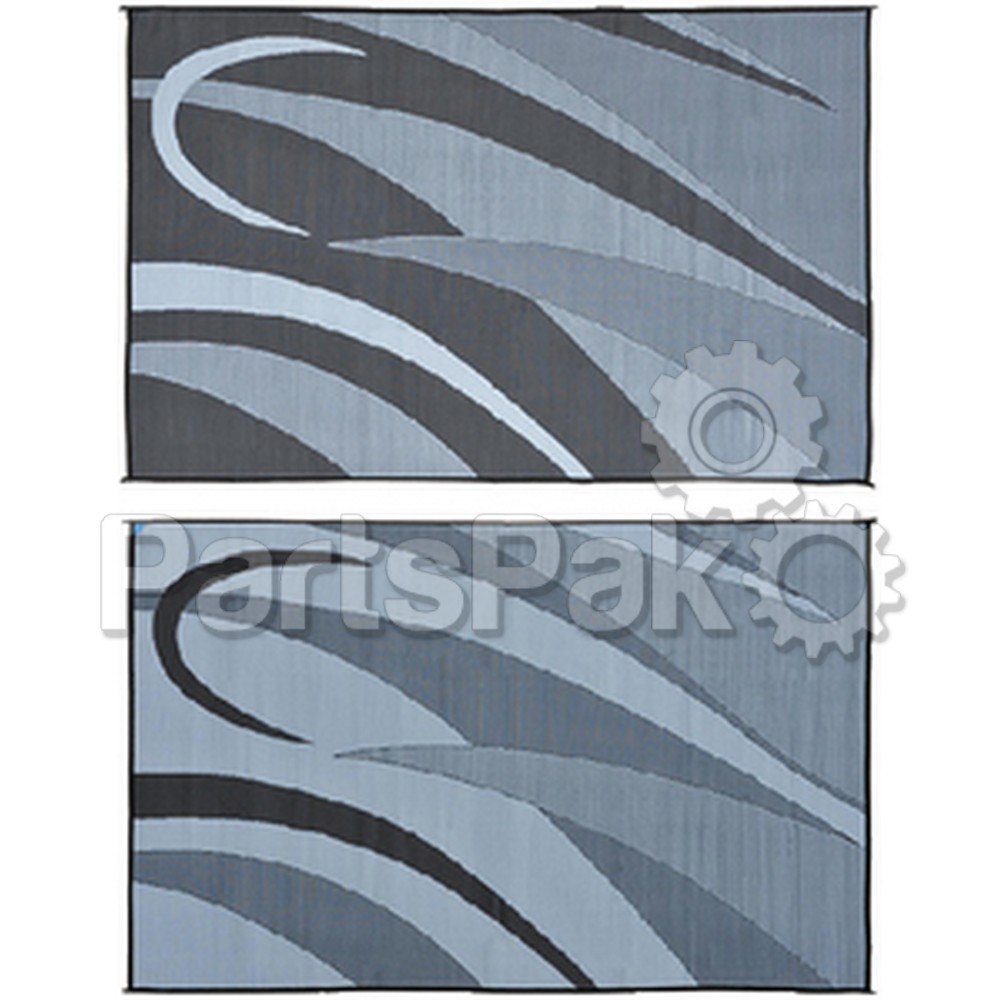 Mings Mark GC1BLKSLVR; 8X20 Patio Mat Black/ Silver Graphic