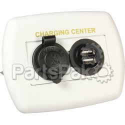 JR Products 15085; 12V/ Usb Charging Center White; LNS-342-15085