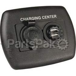 JR Products 15095; 12V/ Usb Charging Center Black; LNS-342-15095