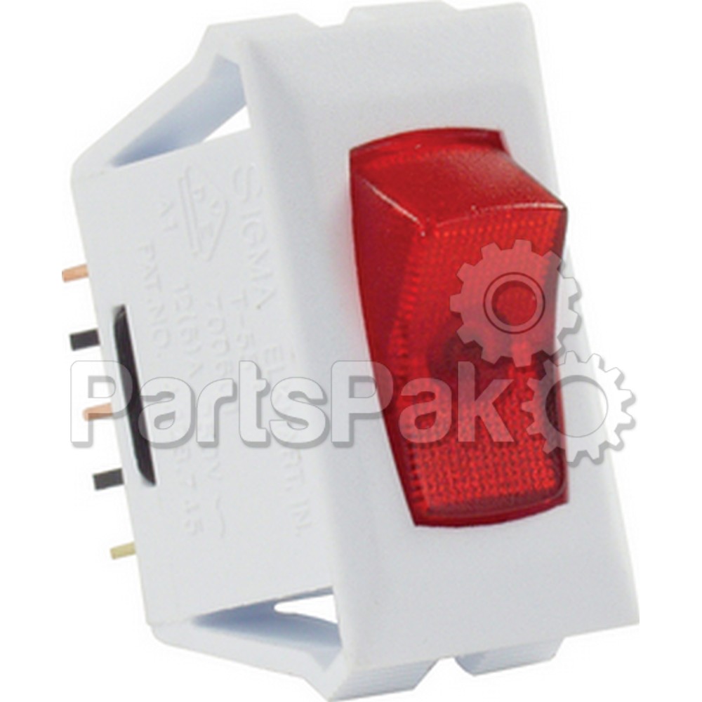 JR Products 12505; Illuminated 12V/ On/ Off Switch Red/ White